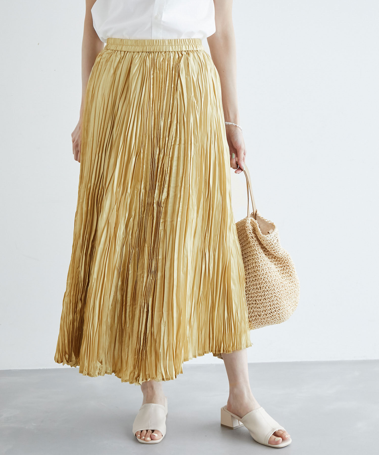 Rope&rsquo;Picnic「サテンクリンクルイレギュラーヘムスカート」|スカート|