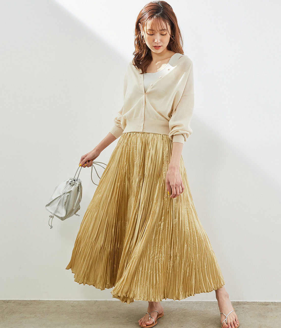 Rope&rsquo;Picnic「サテンクリンクルイレギュラーヘムスカート」|スカート|