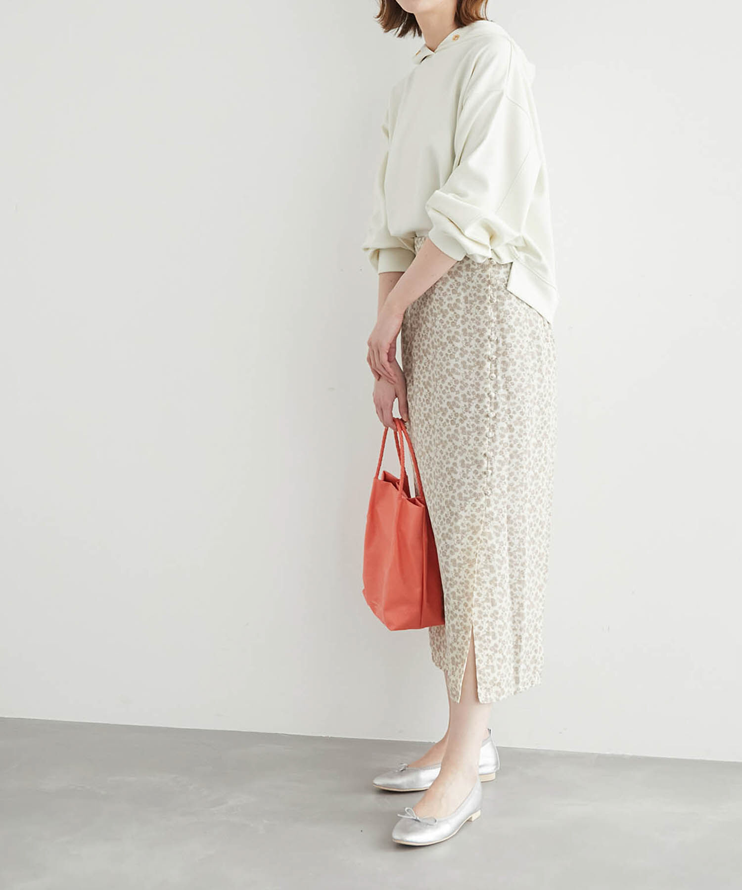 Rope&rsquo;Picnic「フラワープリントくるみ釦ラップスカート」|スカート|