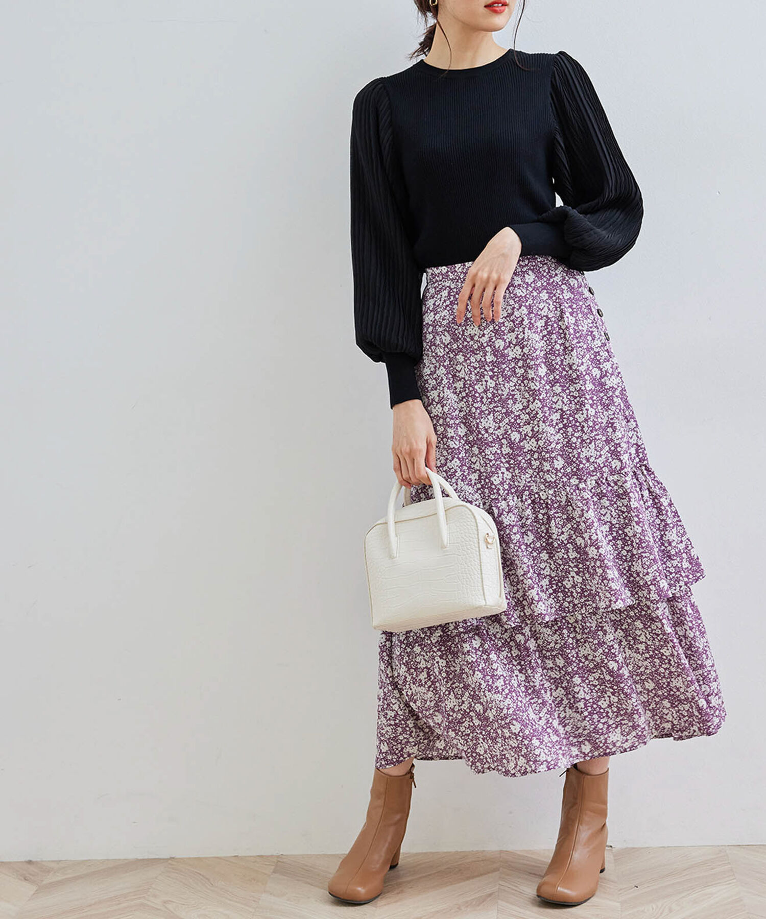 Rope&rsquo;Picnic「小花柄フリルスカート」|スカート|