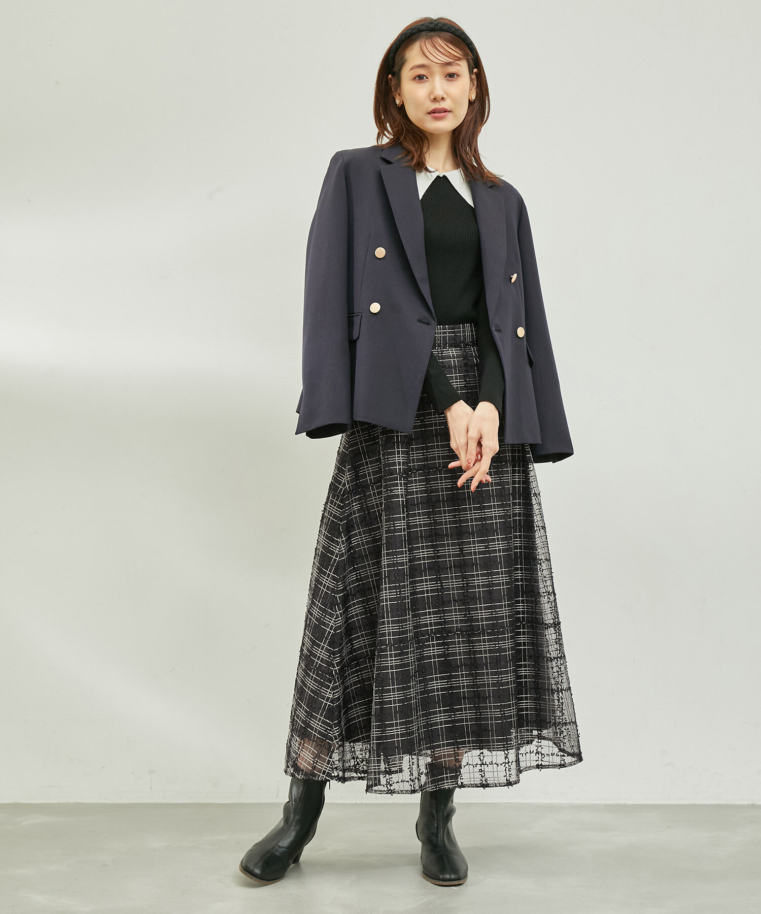 Rope&rsquo;Picnic「【emur/エミュール】チュールツイーディーチェックスカート」|スカート|