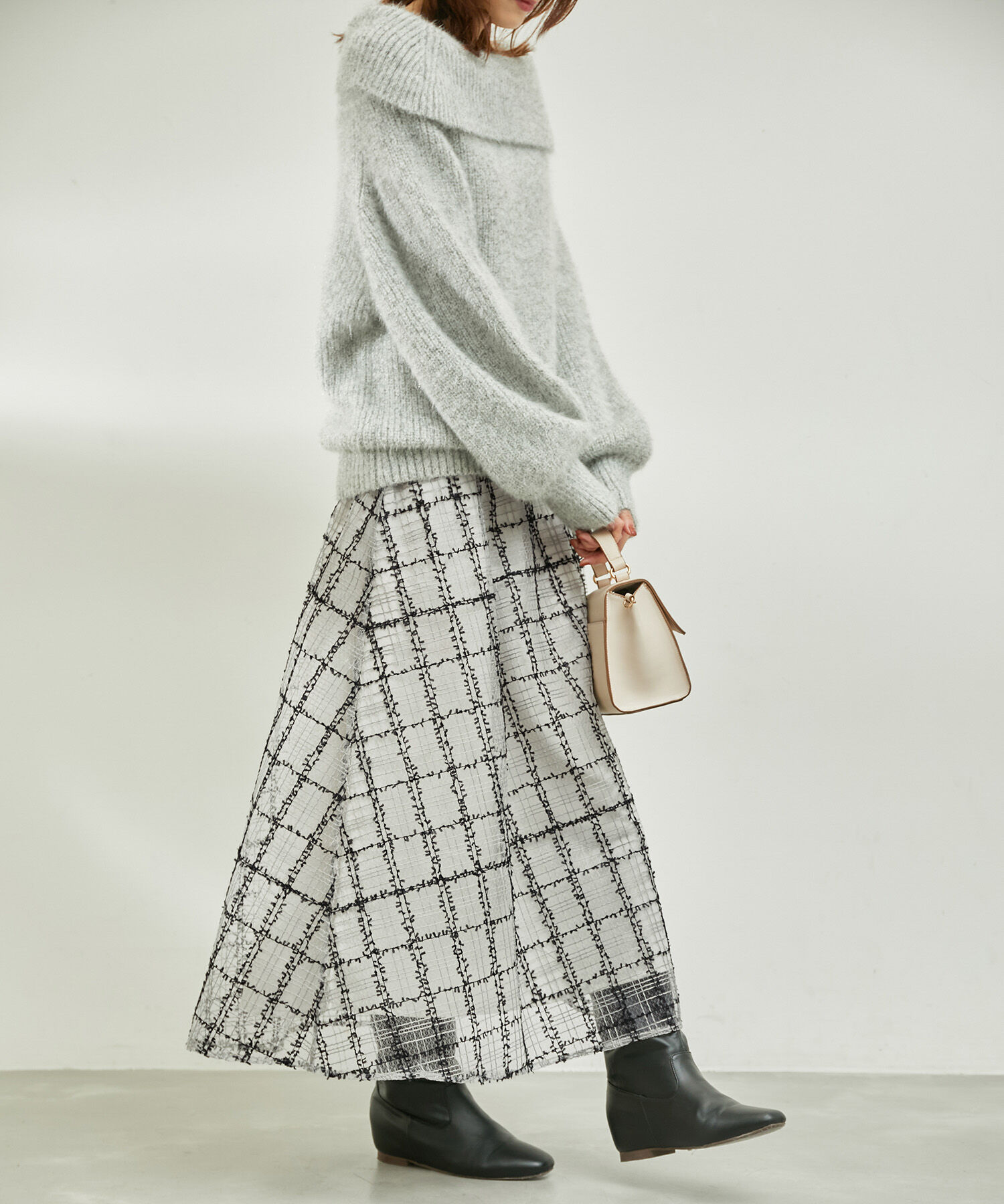 Rope&rsquo;Picnic「【emur/エミュール】チュールツイーディーチェックスカート」|スカート|