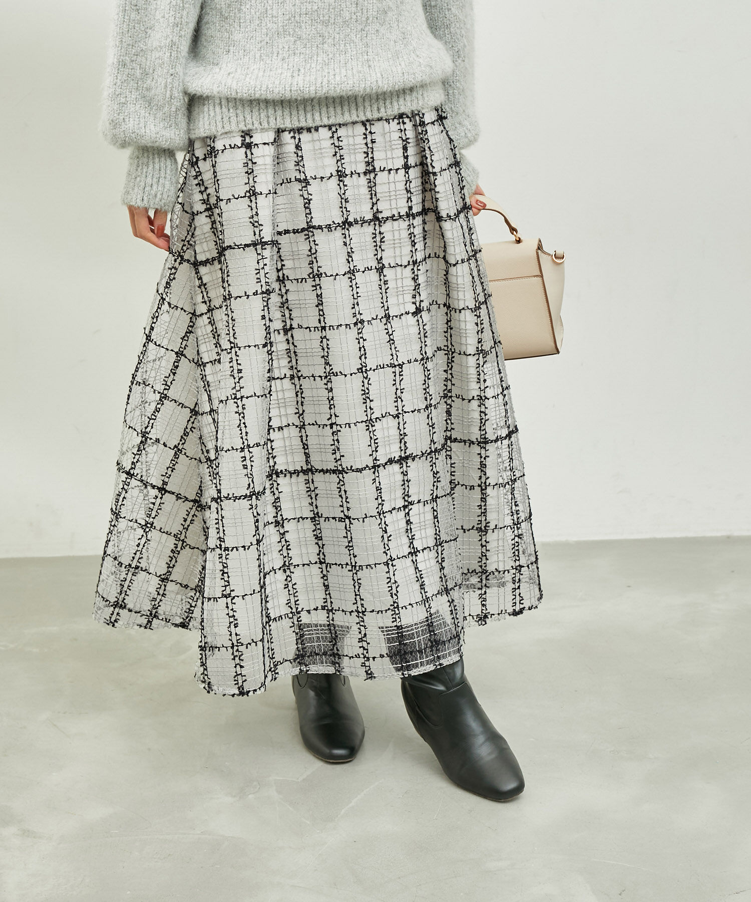Rope&rsquo;Picnic「【emur/エミュール】チュールツイーディーチェックスカート」|スカート|