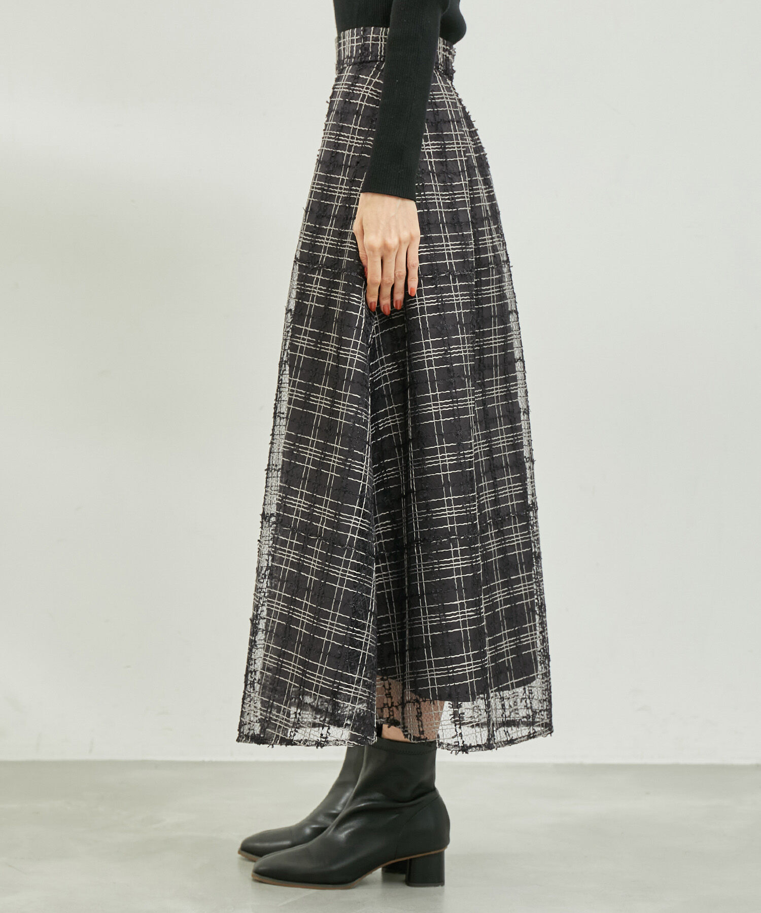 Rope&rsquo;Picnic「【emur/エミュール】チュールツイーディーチェックスカート」|スカート|