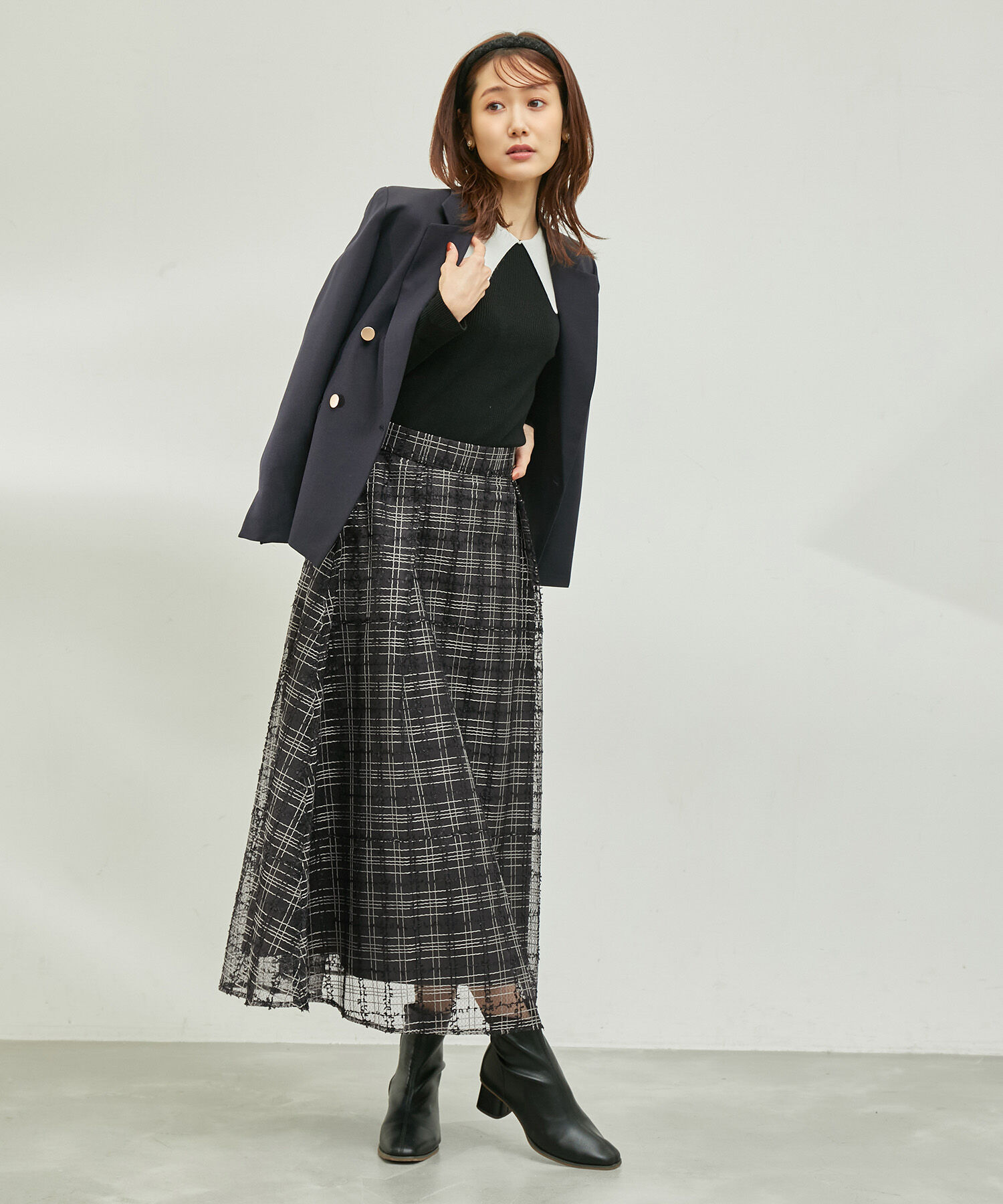 Rope&rsquo;Picnic「【emur/エミュール】チュールツイーディーチェックスカート」|スカート|