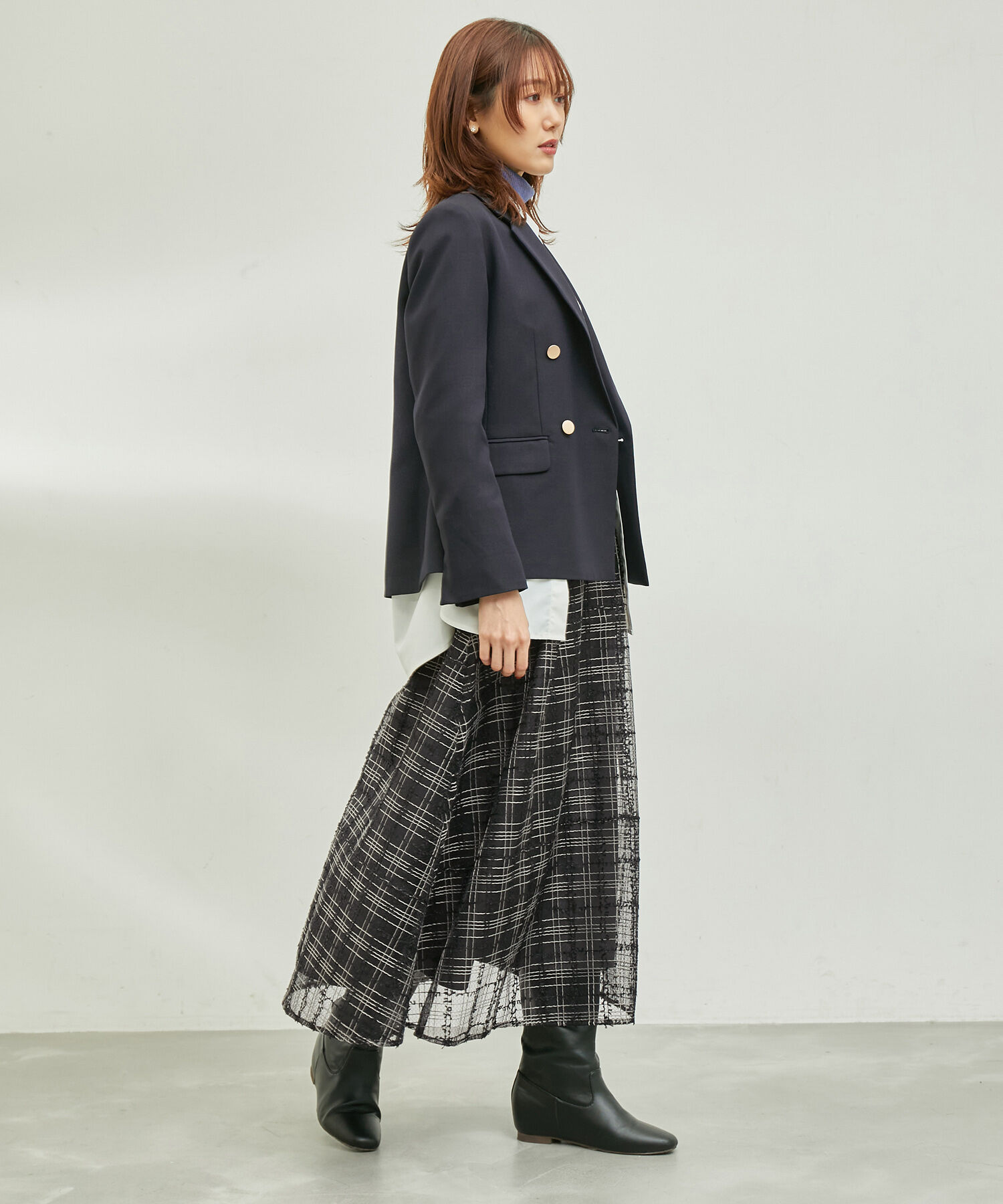 Rope&rsquo;Picnic「【emur/エミュール】チュールツイーディーチェックスカート」|スカート|