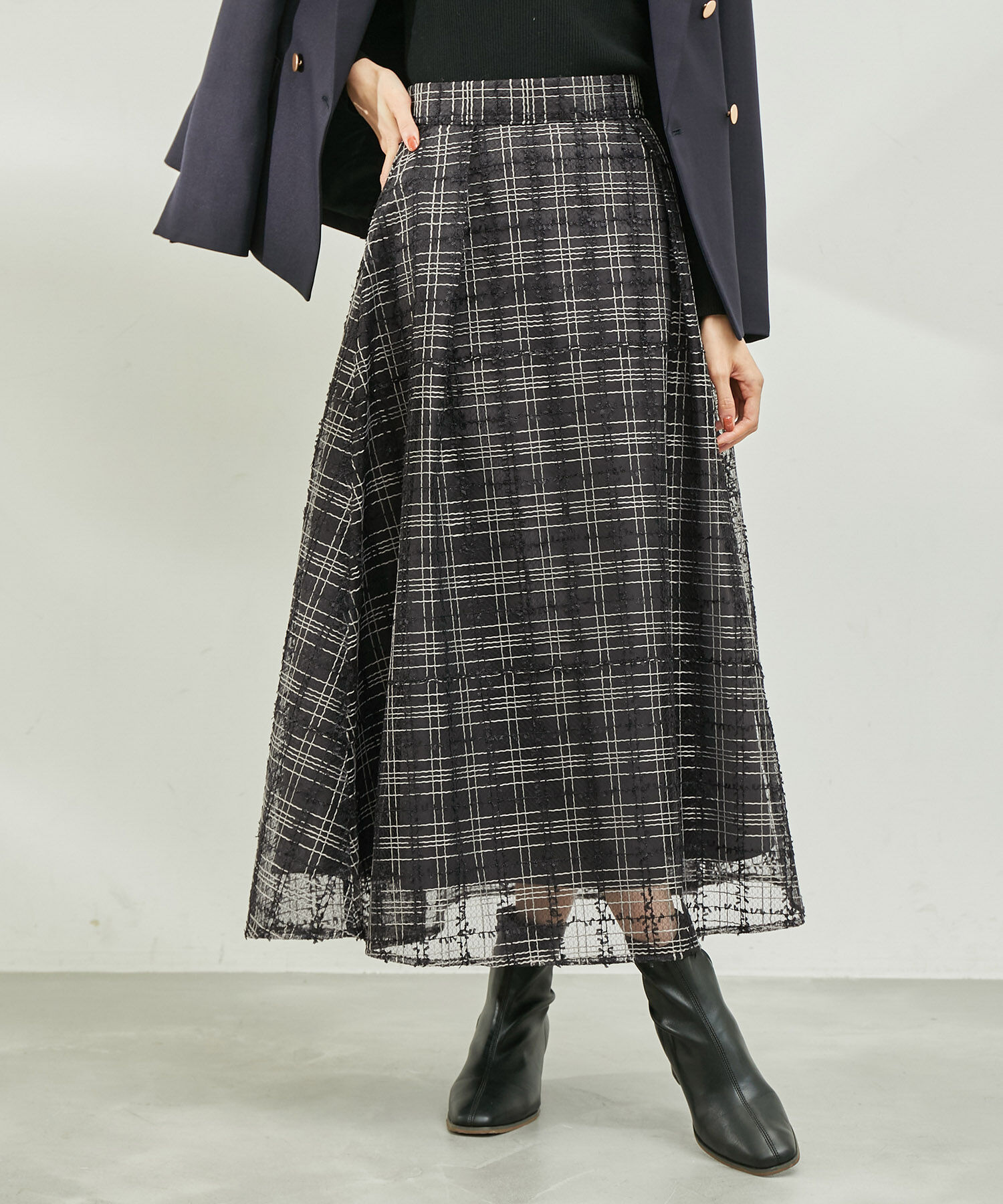 Rope&rsquo;Picnic「【emur/エミュール】チュールツイーディーチェックスカート」|スカート|