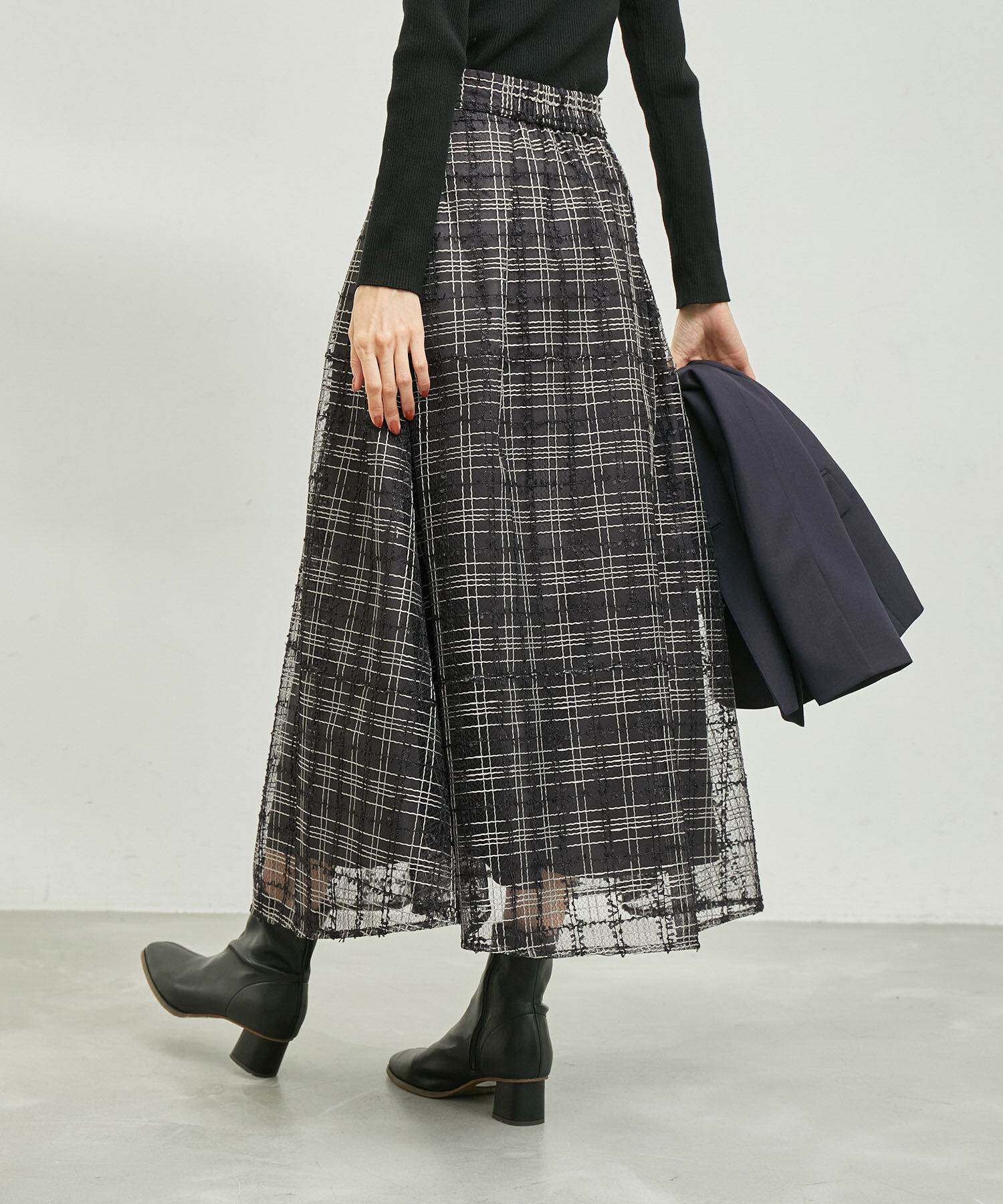 Rope&rsquo;Picnic「【emur/エミュール】チュールツイーディーチェックスカート」|スカート|