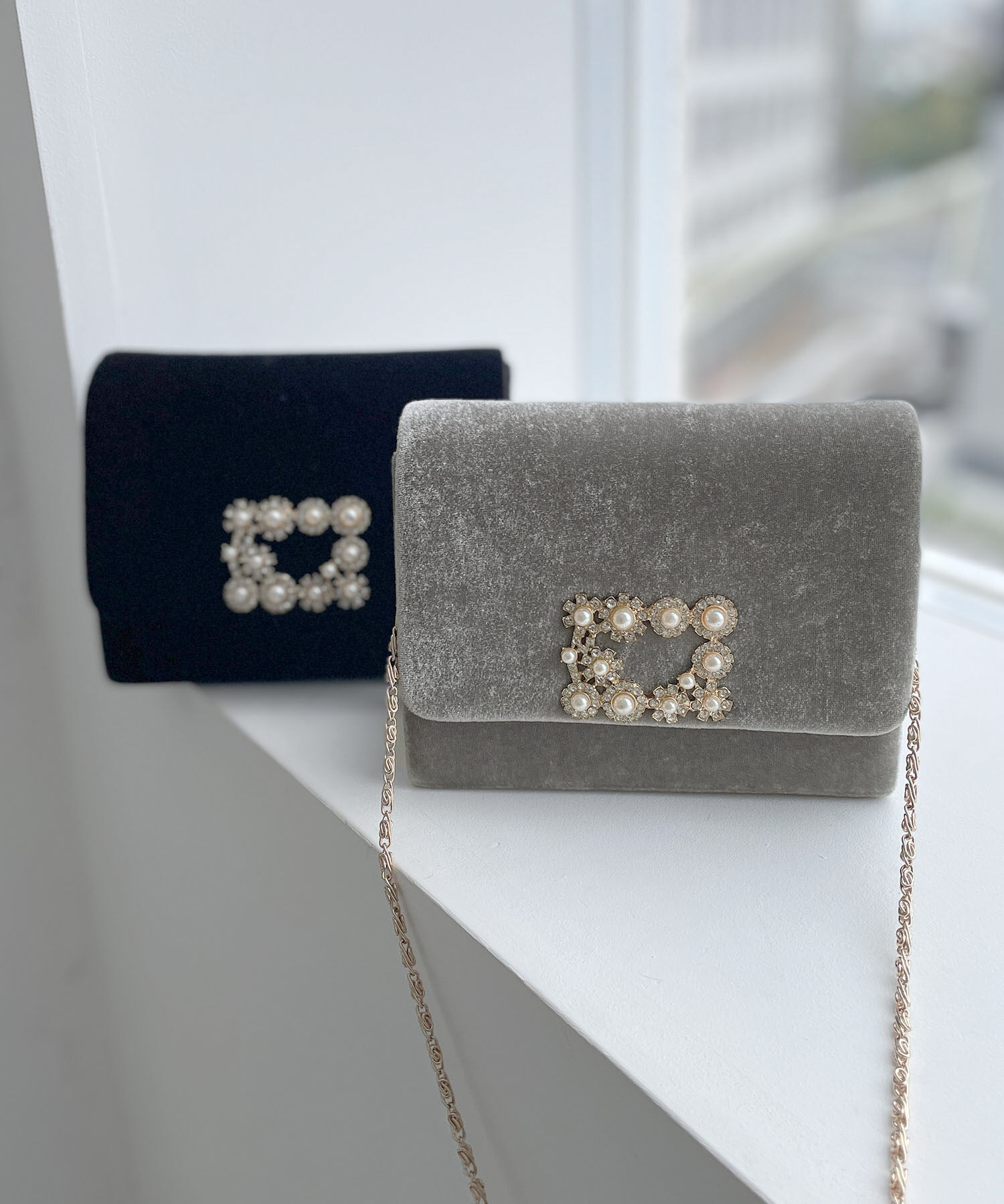 ROPE PICNIC PASSAGE「ビジューベロアクラッチ＆ショルダーバッグ」|ショルダー・メッセンジャー|