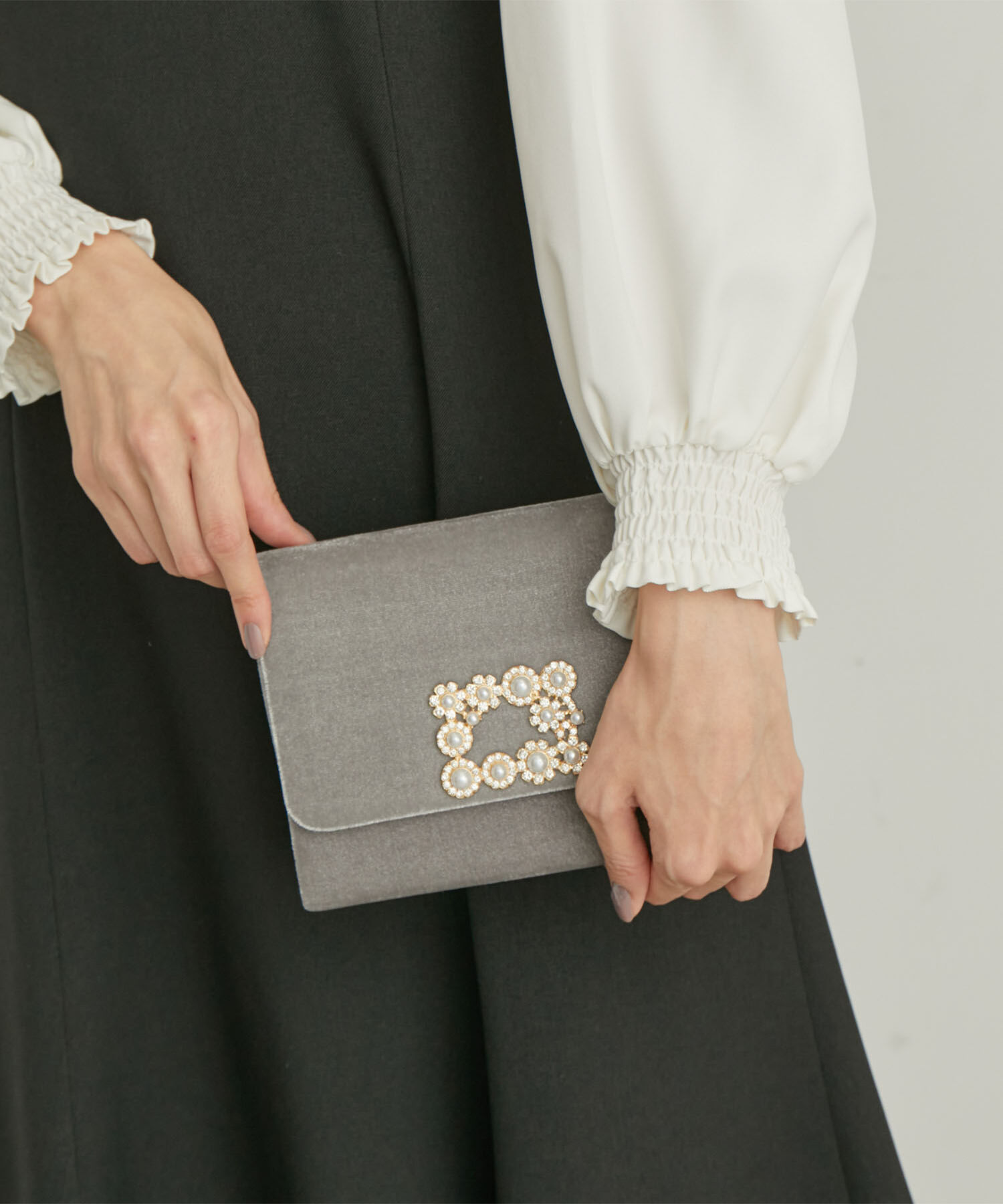 ROPE PICNIC PASSAGE「ビジューベロアクラッチ＆ショルダーバッグ」|ショルダー・メッセンジャー|