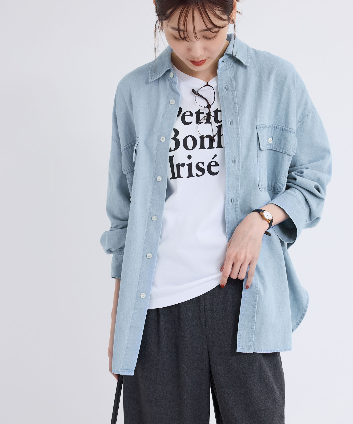 Rope&rsquo;Picnic「デニムシャツ」|シャツ・ブラウス|サックス(48)