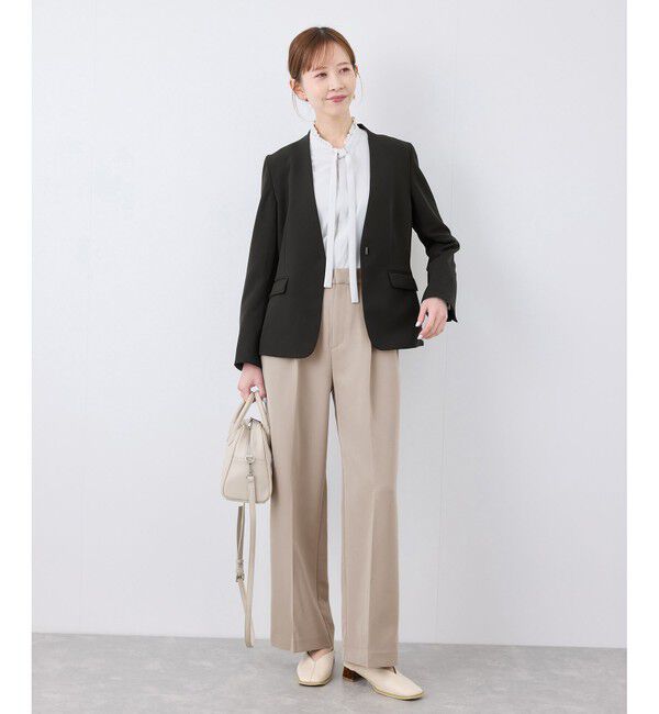 Rope&rsquo;Picnic「【360&deg;ウルトラストレッチ】UVカット・花粉ガード/ノーラペルジャケット/セットアップ対応」|ノーカラージャケット|