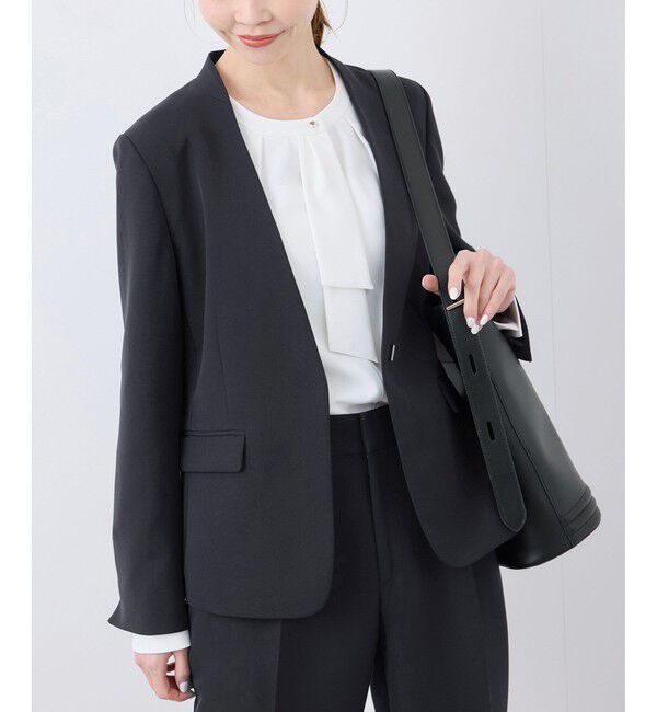 Rope&rsquo;Picnic「【360&deg;ウルトラストレッチ】UVカット・花粉ガード/ノーラペルジャケット/セットアップ対応」|ノーカラージャケット|コンメイン