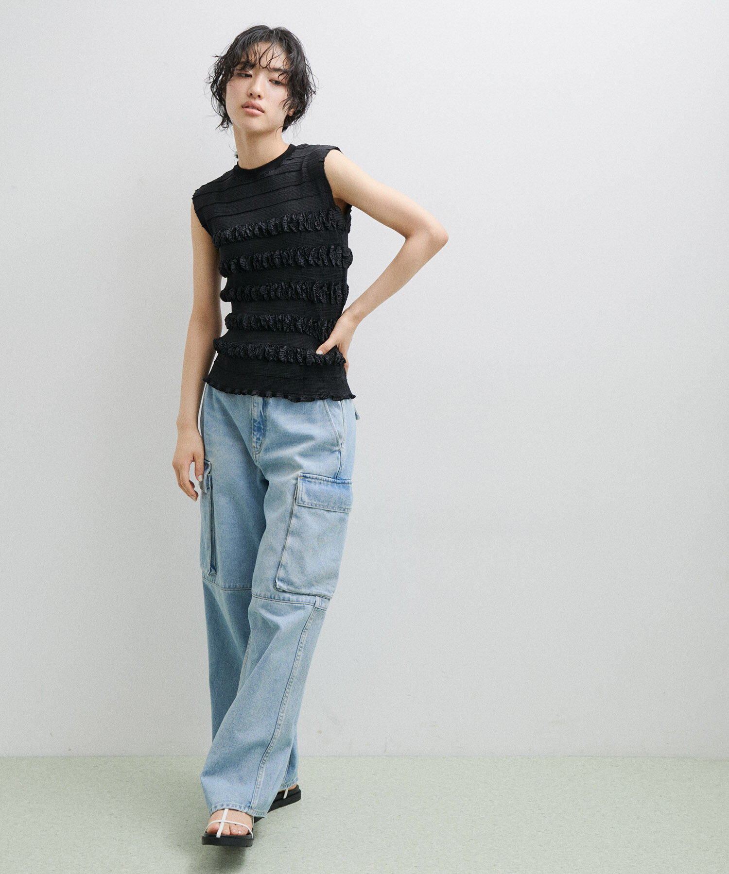 ADAM ET ROPE'「【セットアップ対応】マドレーヌプリーツトップス」|Tシャツ・カットソー|