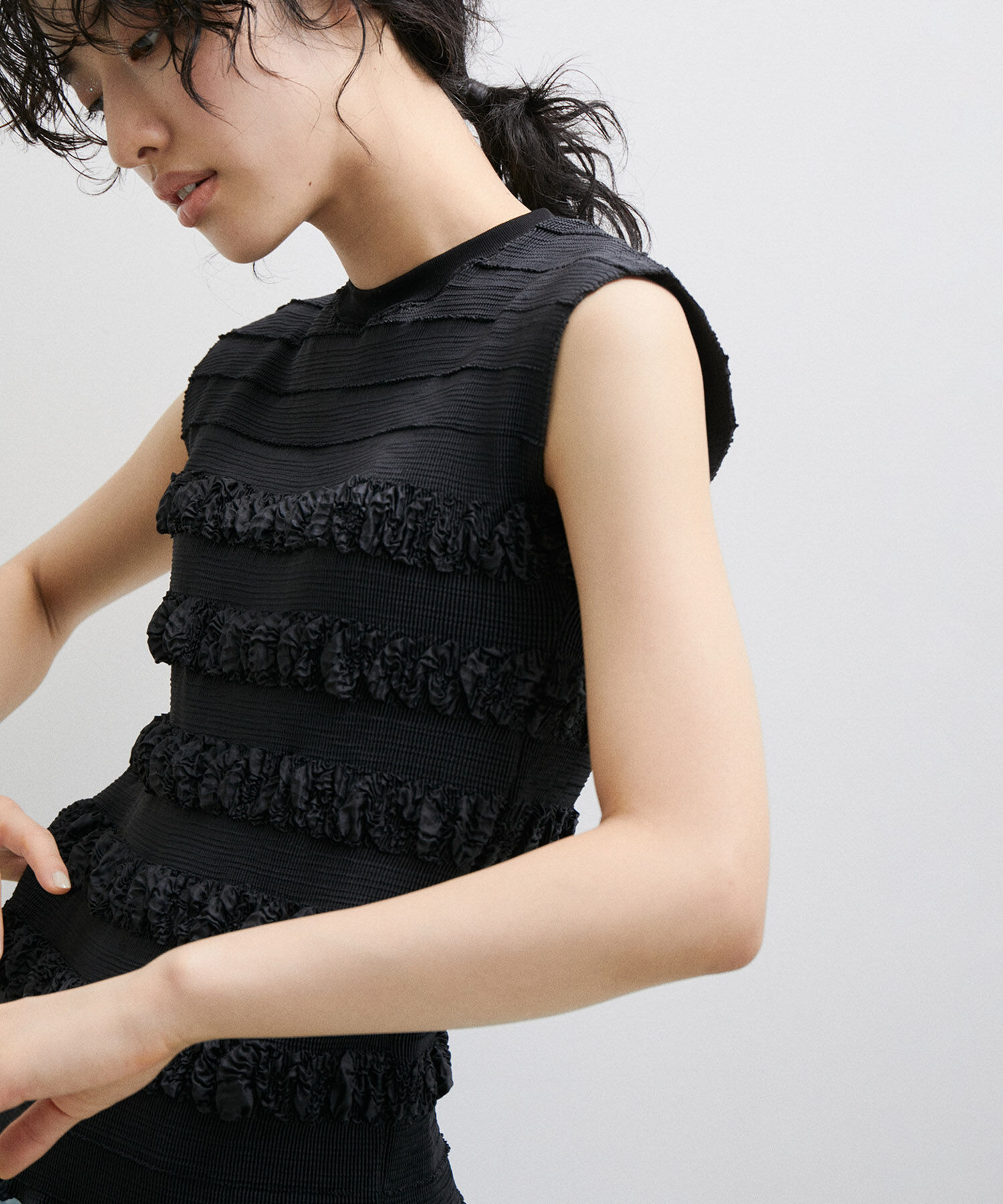 ADAM ET ROPE'「【セットアップ対応】マドレーヌプリーツトップス」|Tシャツ・カットソー|