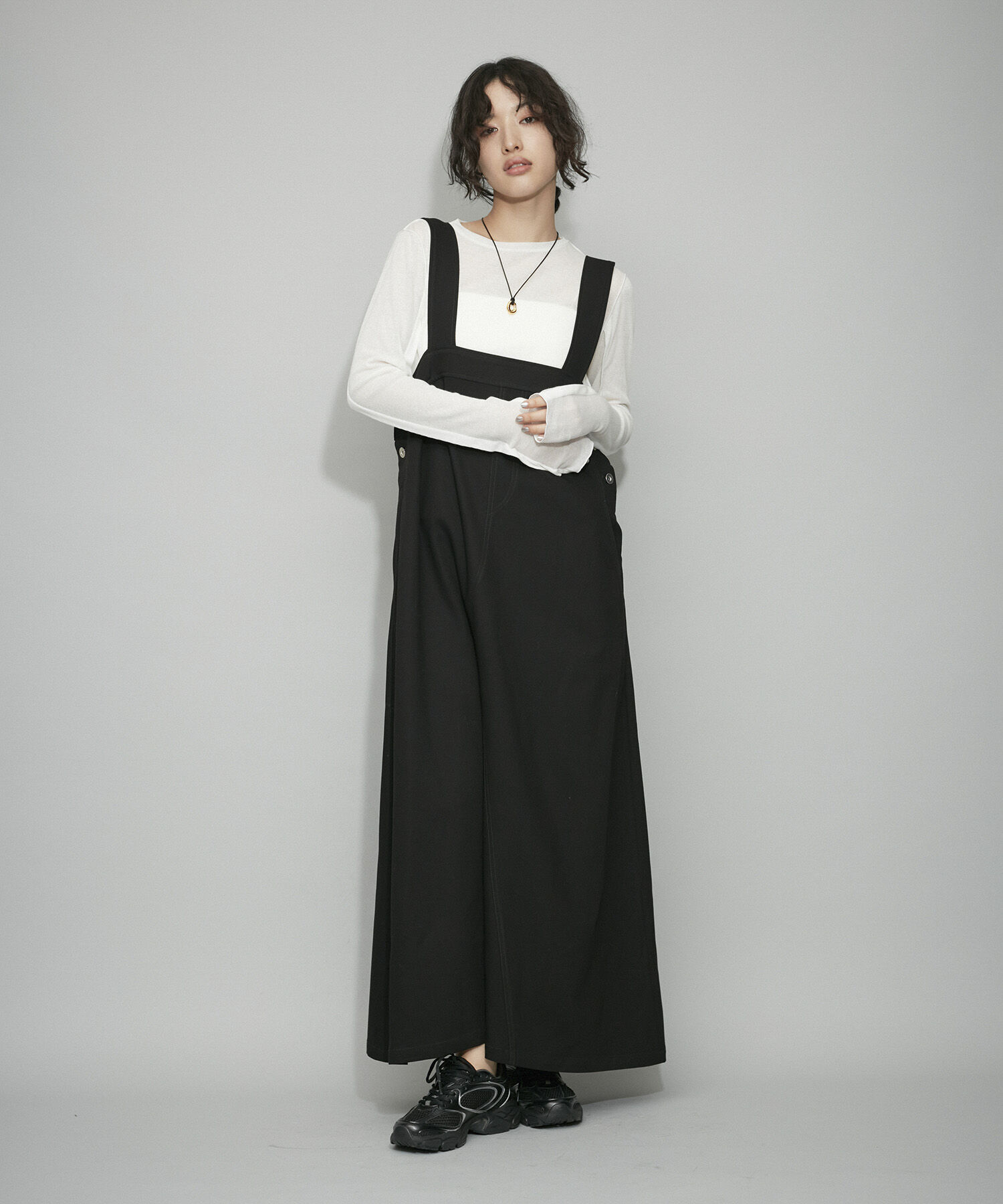 ADAM ET ROPE'「【WEB限定】バックルバックジャンパースカート」|ワンピース|