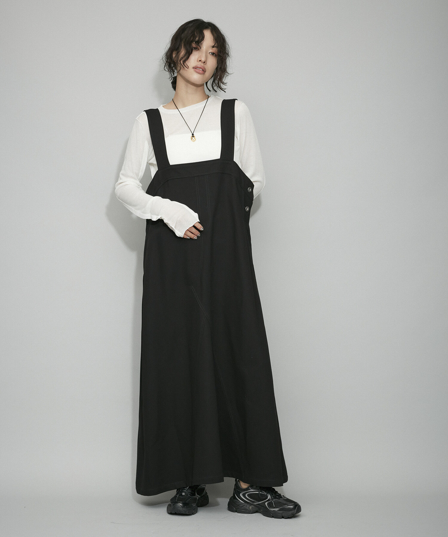 ADAM ET ROPE'「【WEB限定】バックルバックジャンパースカート」|ワンピース|