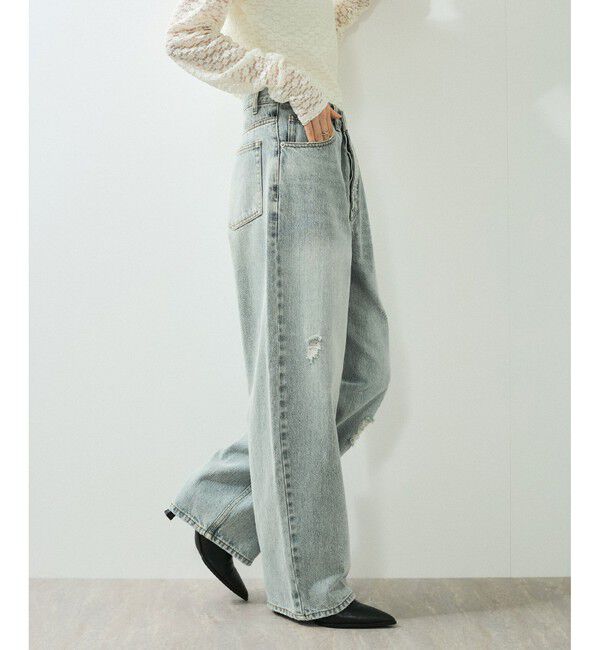 ADAM ET ROPE'「【WEB限定】ワイドストレートデニムパンツ」|デニム|