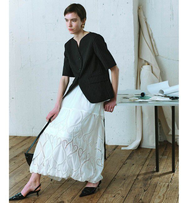 ADAM ET ROPE'「【EMOELLE】エンブロイダリーレーススカート」|スカート|