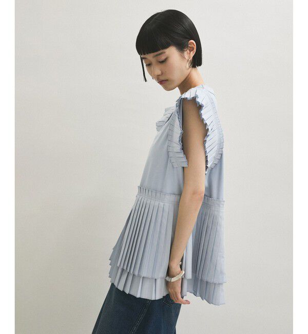 ADAM ET ROPE'「【サステナブル】プリーツコンビプルオーバー」|Tシャツ・カットソー|