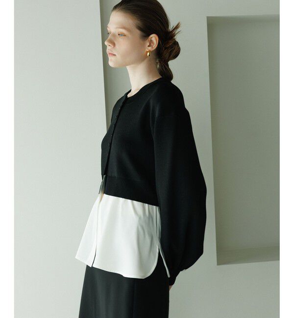 ADAM ET ROPE'「【サステナブル】フレアヘムシャツコンビカーディガン」|カーディガン|