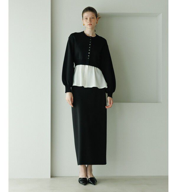 ADAM ET ROPE'「【サステナブル】フレアヘムシャツコンビカーディガン」|カーディガン|