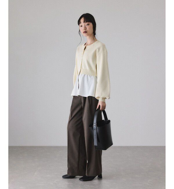 ADAM ET ROPE'「【サステナブル】フレアヘムシャツコンビカーディガン」|カーディガン|