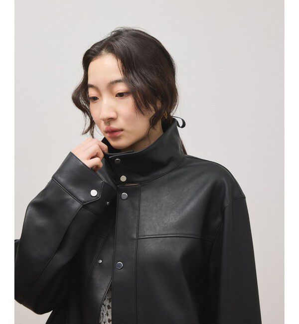 ADAM ET ROPE'「シンセティックレザースタンドネックブルゾン」|ブルゾン・スタジャン|