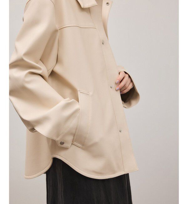 ADAM ET ROPE'「シンセティックレザースタンドネックブルゾン」|ブルゾン・スタジャン|