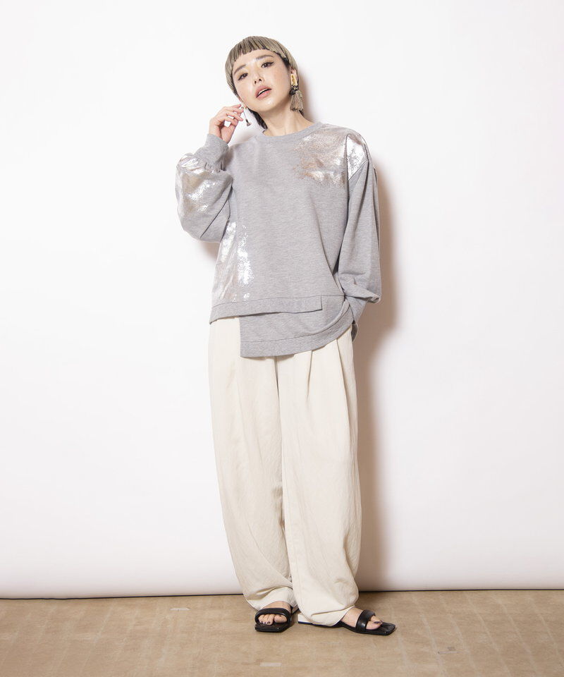  「箔プリントミニ裏毛プルオーバー」|Tシャツ・カットソー|