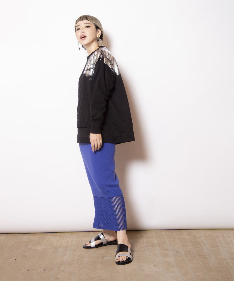  「箔プリントミニ裏毛プルオーバー」|Tシャツ・カットソー|