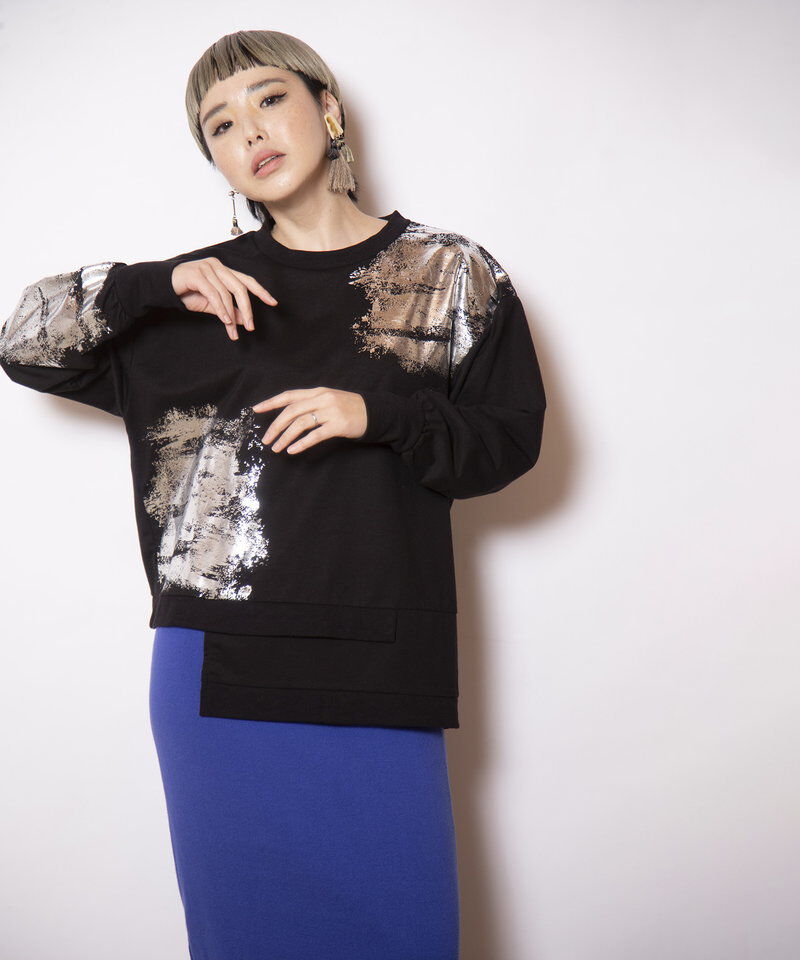  「箔プリントミニ裏毛プルオーバー」|Tシャツ・カットソー|