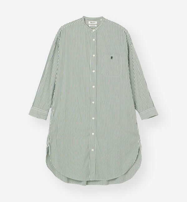 GYMPHLEX「Gymphlex | コットン バンドカラーシャツワンピース STRIPE WOMEN」|ワンピース|