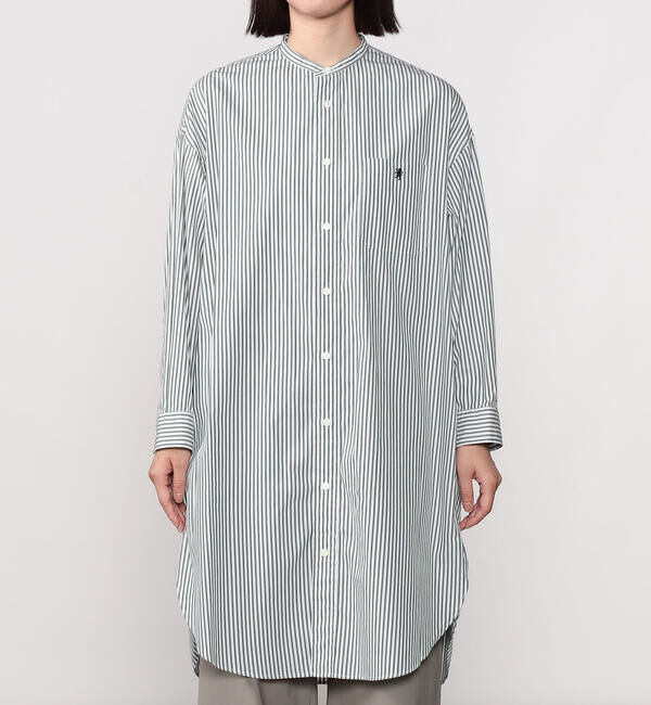 GYMPHLEX「Gymphlex | コットン バンドカラーシャツワンピース STRIPE WOMEN」|ワンピース|