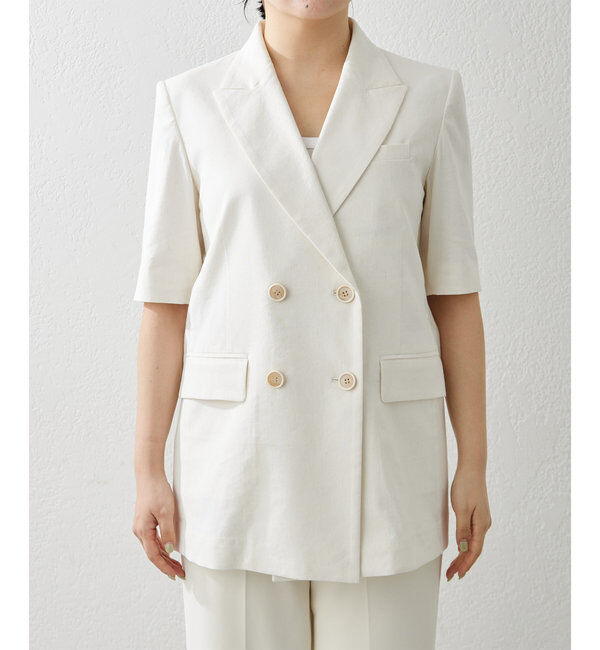  「リネンストレッチハーフスリーブジャケット」|その他|