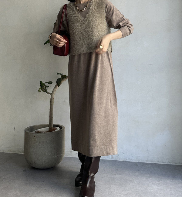  「【WEB限定】シャギーニットベスト＋ワンピースセット」|スーツ|