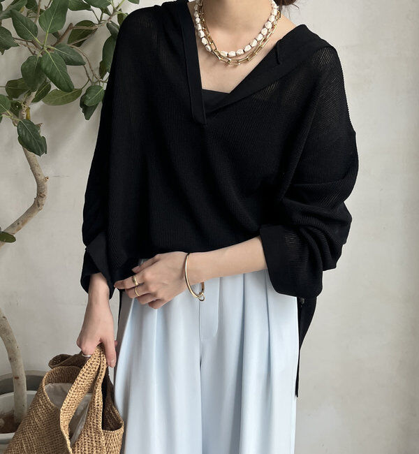  「リネン混フーディー」|ニット・セーター|