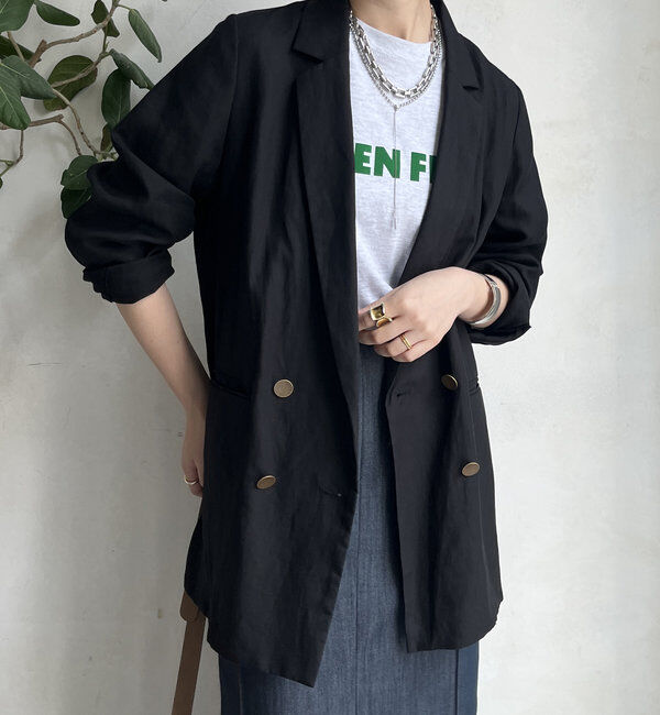  「リヨセルリネンジャケット」|テーラードジャケット|ブラック