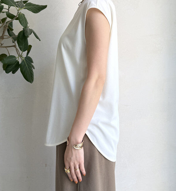  「【WEB限定】ラウンドヘム異素材切替ブラウス」|シャツ・ブラウス|