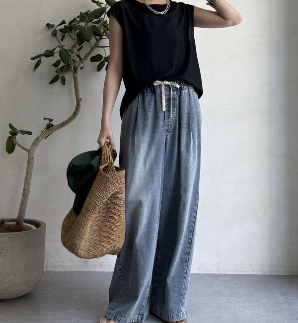  「【WEB限定】ラウンドヘム異素材切替ブラウス」|シャツ・ブラウス|