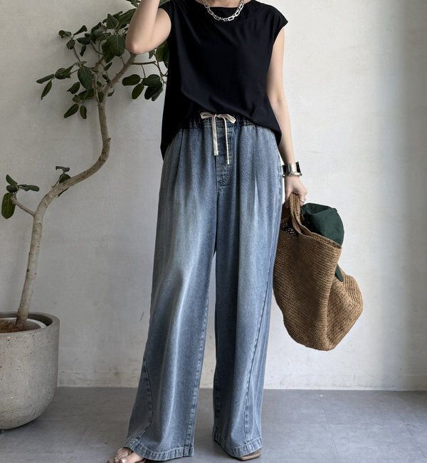  「【WEB限定】ラウンドヘム異素材切替ブラウス」|シャツ・ブラウス|