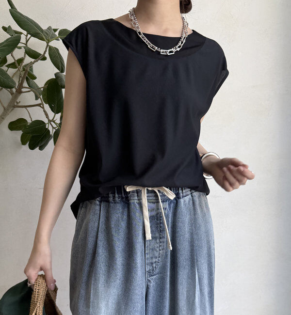  「【WEB限定】ラウンドヘム異素材切替ブラウス」|シャツ・ブラウス|