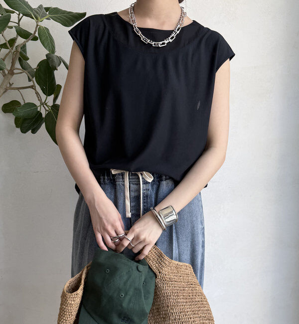  「【WEB限定】ラウンドヘム異素材切替ブラウス」|シャツ・ブラウス|