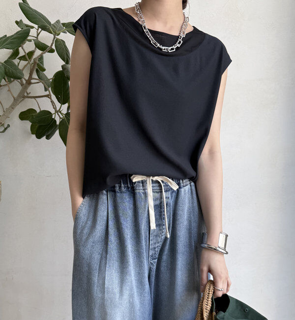  「【WEB限定】ラウンドヘム異素材切替ブラウス」|シャツ・ブラウス|