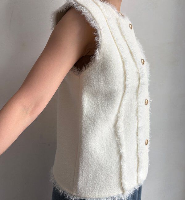  「【WEB限定】フリンジニットベスト」|カーディガン|