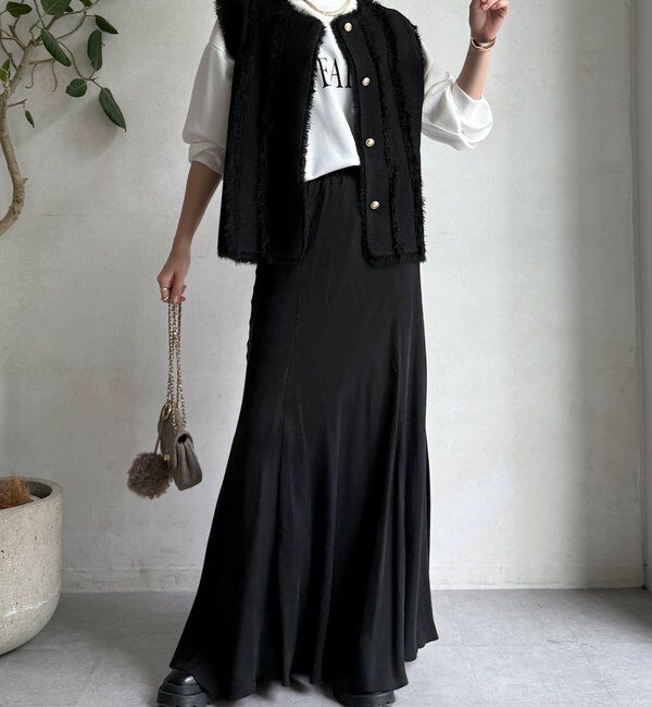  「【WEB限定】フリンジニットベスト」|カーディガン|