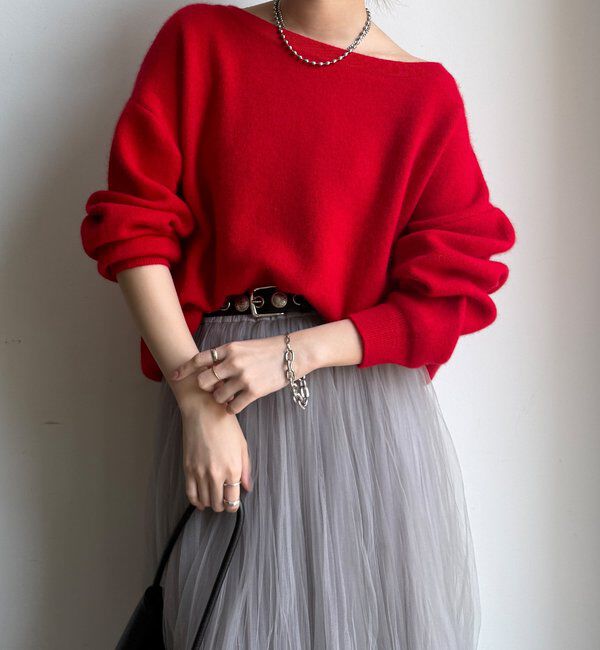  「ファーウールボートネックプルオーバー」|ニット・セーター|