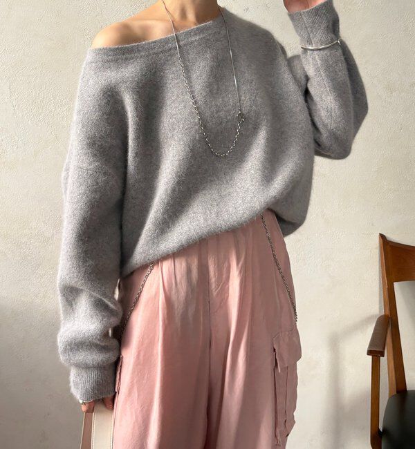  「ファーウールボートネックプルオーバー」|ニット・セーター|