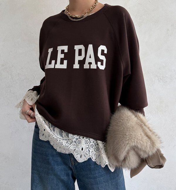  「【WEB限定】袖リブダンボールロゴトップス」|Tシャツ・カットソー|ブラウン