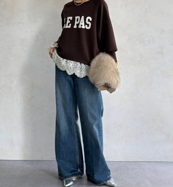  「【WEB限定】袖リブダンボールロゴトップス」|Tシャツ・カットソー|